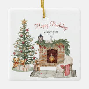 Glada Pawlidays Hund Design- Pudel Julgransprydnad Keramik