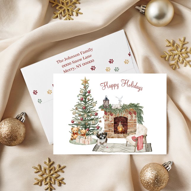 Glada Pawlidays Hund Design- Shih Tzu Helgkort (Skapare uppladdad)