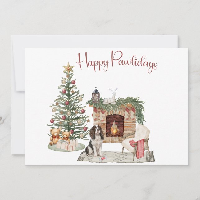 Glada Pawlidays Hund Design- Springer Spaniel Julkort (Framsida)