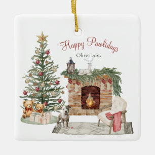 Glada Pawlidays Hund Design- Staffordshire Terrier Julgransprydnad Keramik