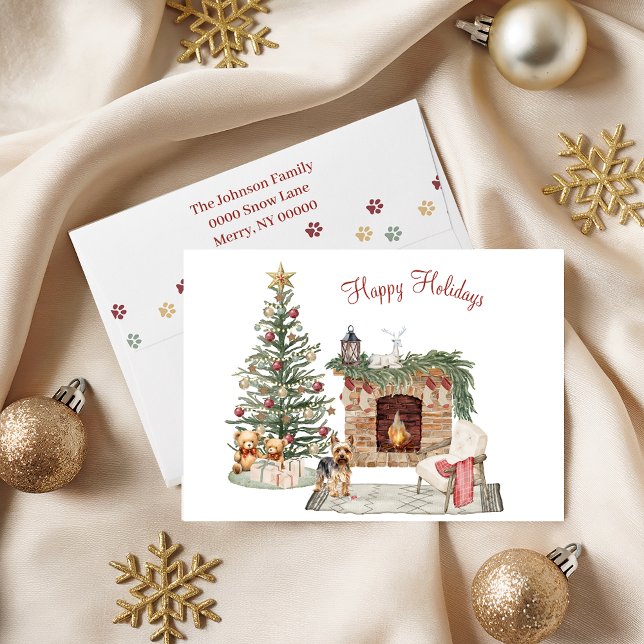 Glada Pawlidays Hund Design- Yorkie Helgkort (Skapare uppladdad)