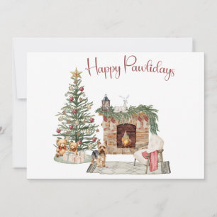 Glada Pawlidays Hund Design- Yorkie Julkort