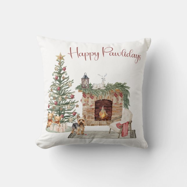 Glada Pawlidays Hund Design- Yorkie Kudde (Framsida)