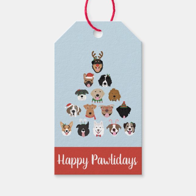 Glada Pawlidays Hund Julgran Presentetikett (Framsidan)