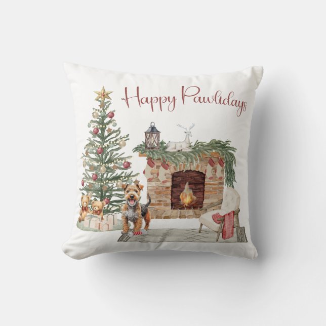 Glada Pawlidays Hunddesign - Airedale Kudde (Framsida)