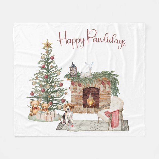 Glada Pawlidays Hunddesign - Beagle Fleecefilt (Framsidan (Horisontell))