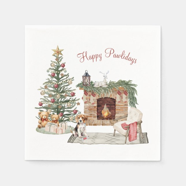 Glada Pawlidays Hunddesign - Beagle Pappersservett (Framsidan)