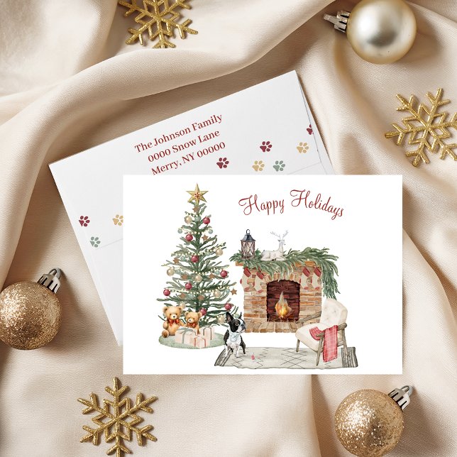 Glada Pawlidays Hunddesign- Boston Terrier Helgkort (Skapare uppladdad)