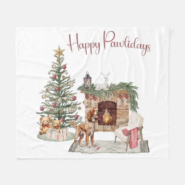 Glada Pawlidays Hunddesign - Brittany Spaniel Fleecefilt (Framsidan (Horisontell))