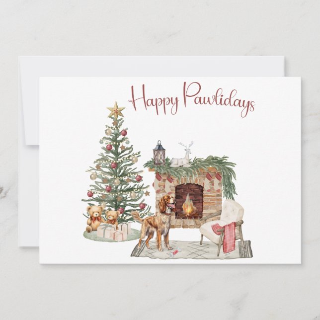 Glada Pawlidays Hunddesign - Brittany Spaniel Julkort (Framsida)