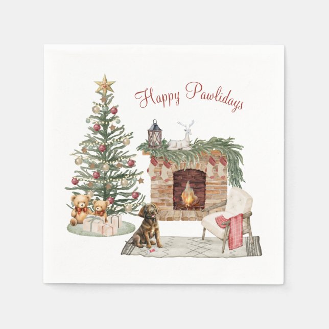 Glada Pawlidays Hunddesign - Chokladlabrador Pappersservett (Framsidan)