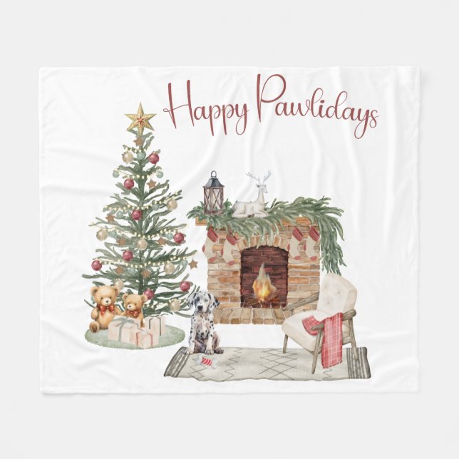 Glada Pawlidays Hunddesign - Dalmatiner Fleecefilt (Framsidan (Horisontell))