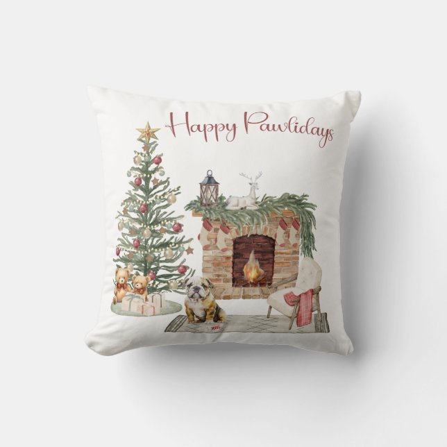 Glada Pawlidays Hunddesign - Engelsk Bulldog Kudde (Framsida)