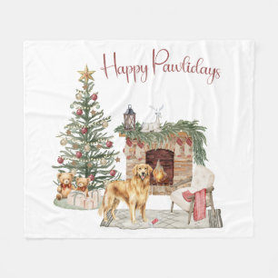 Glada Pawlidays Hunddesign - Golden Retriever Fleecefilt