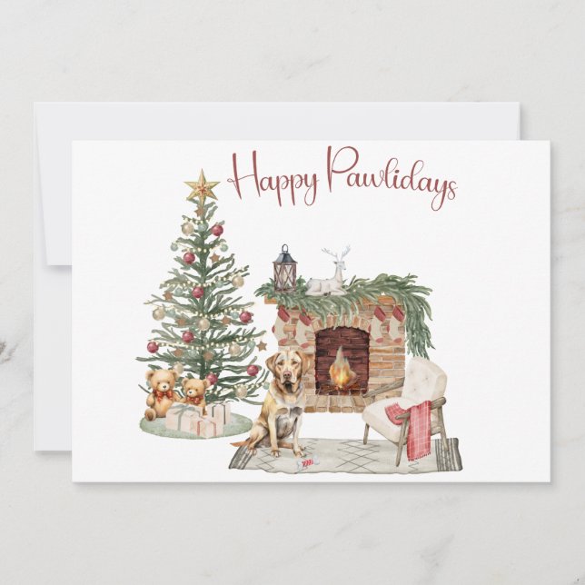 Glada Pawlidays Hunddesign - Labrador Retriever Julkort (Framsida)