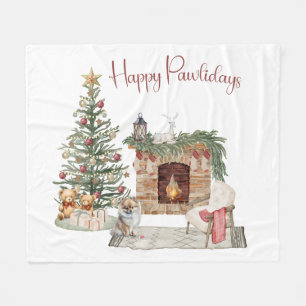 Glada Pawlidays Hunddesign - Pomeranian Fleecefilt