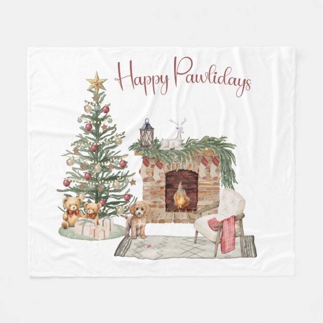 Glada Pawlidays Hunddesign - Pudel Fleecefilt (Framsidan (Horisontell))