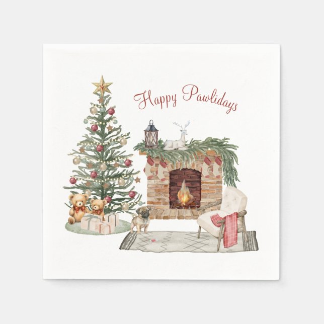 Glada Pawlidays Hunddesign- Pug Pappersservett (Framsidan)
