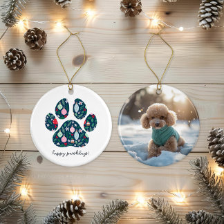 Glada Pawlidays Jul Hund Älskare Foto Ornament