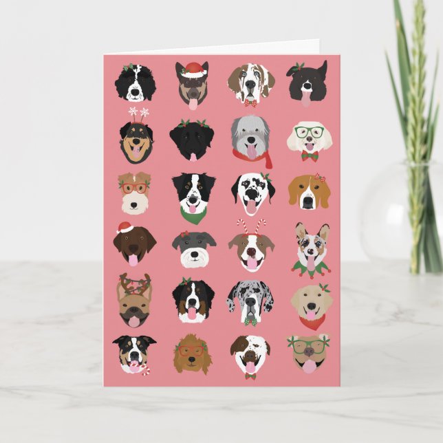 Glada Pawlidays Jul Hund Ansiktsmönster Kort (Framsida)