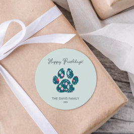 Glada Pawlidays Modern Paw Konst Jul Sticker Runt Klistermärke
