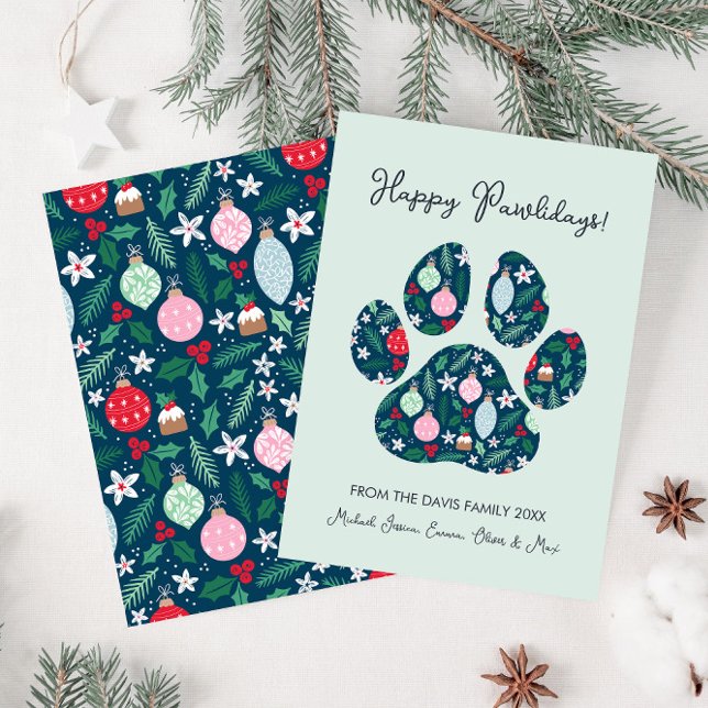 Glada Pawlidays Modern Paw Konst Julkort (Skapare uppladdad)