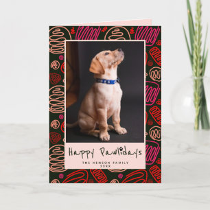 Glada Pawlidays Röda Enkel Linje Mönster Hund Djur Helgkort