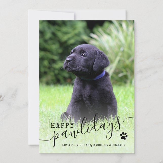 Glada Pawlidays Valp Foto Modern Jul för Husdjur Julkort (Framsida)