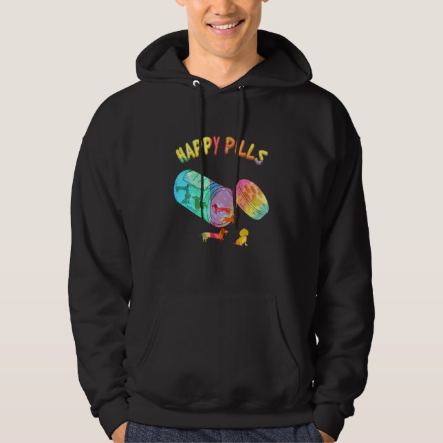 Glada Piller Färgglad Dachshund Hund Hoodie (Framsida)