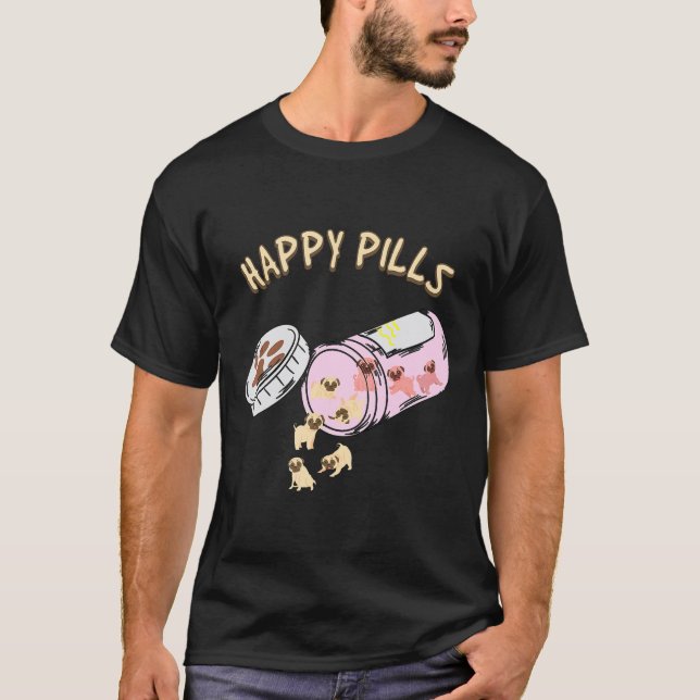 Glada Piller Pug Hund Present T Shirt (Framsida)