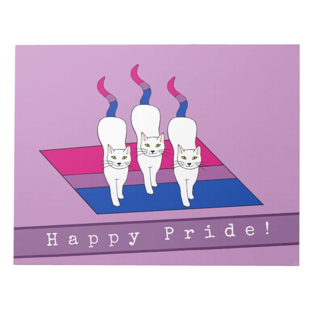 Glada Pride Katter Med Bisexuell Pride Flagga Anteckningsblock (Framsida)