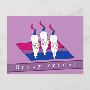 Glada Pride Katter Med Bisexuell Pride Flagga Vykort
