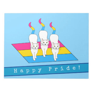Glada Pride Katter Med Pansexuell Flagga Anteckningsblock