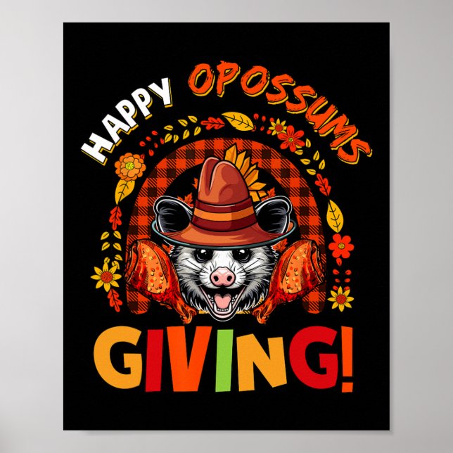 Glada pungråttor ger Thanksgiving-gnagare regnbåge Poster (Framsidan)