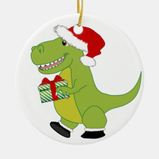 Glada Rexmas T-Rex Julgransprydnad Keramik