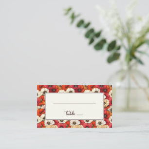 Glada röda blommiga vallmor placeringskort