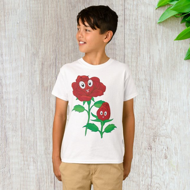 Glada röda ros karaktärer t shirt (Skapare uppladdad)