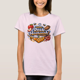 🍯 🍎🐟 Glada Rosh Hashanah-ikoner T Shirt