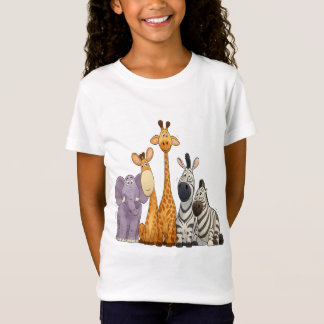 Glada Safari-vänner – Tecknade Djur Illustration T Shirt