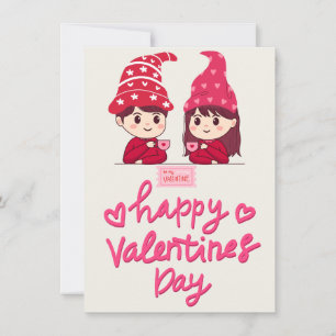 glada san valentine älskare dricker kaffe julkort