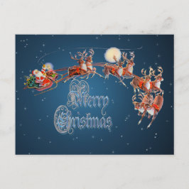 "GLADA SANTA, SLEIGH & REN av SHARON SHARPE Helg Vykort