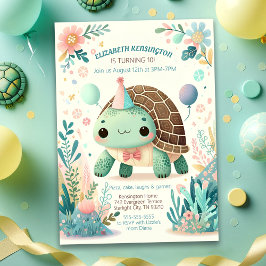 Glada Sköldpaddars Födelsedagsinbjudan för Barnkal Inbjudningar