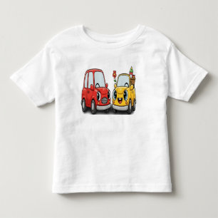 Glada Små Bilar: Röda och Gula Bästa Vänner T Shirt