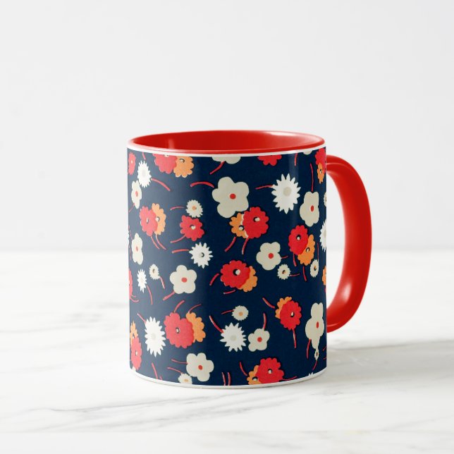 Glada Små Blommor Mönster Mugg (Framsida höger)