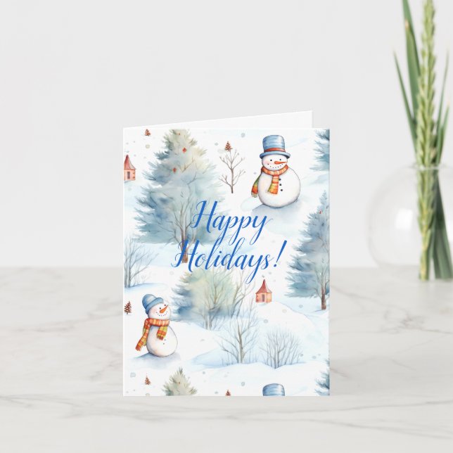 Glada Snömannamönster Helgkort (Framsida)