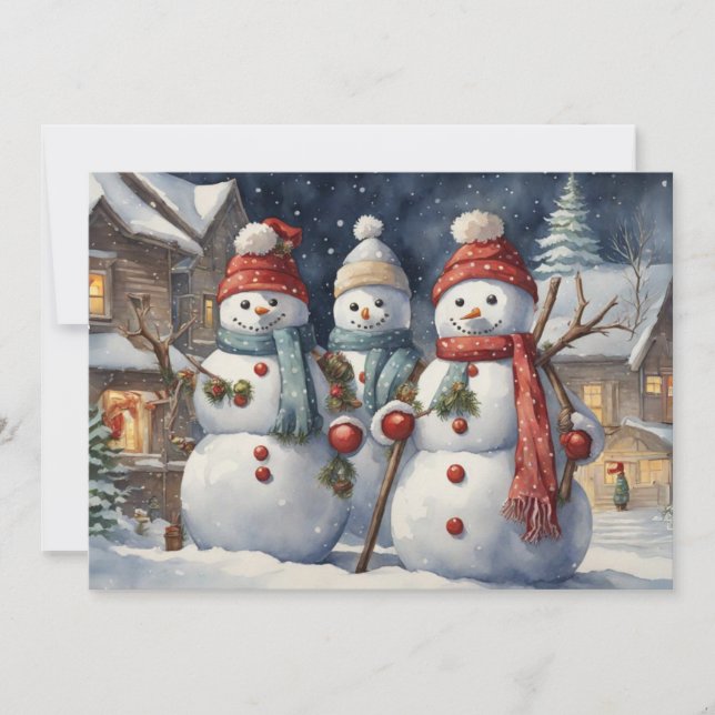 Glada Snömannen Julfirande  Julkort (Framsida)