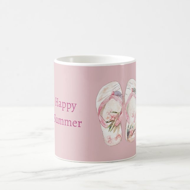 Glada sommar rosa sandaler kaffemugg (Center)
