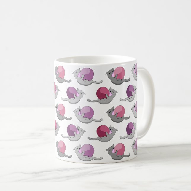 Glada söta katter som leker med kulor Mönster Kaffemugg (Framsida höger)