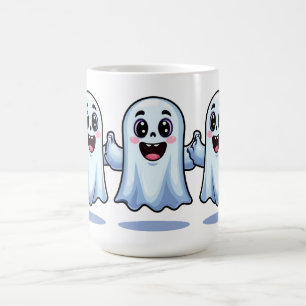 Glada spök trio håller hand Halloween magi 🍭 Kaffemugg