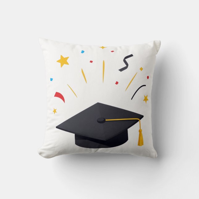 Glada studenter som firar med att kasta mössor kudde (Framsida)